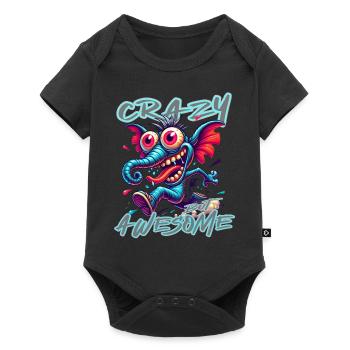 Style de bande dessinée d’éléphant fou mais génial - Body à manches courtes Premium Bébé - noir - Devant