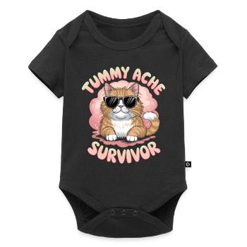 Mal de ventre Survivor Douleur abdominale Chat - Body à manches courtes Premium Bébé - noir - Devant