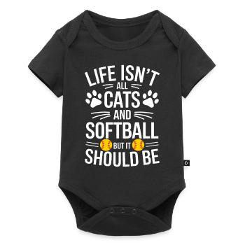 Softball Spruch Katzen Lustiges Softball Geschenk - Baby Premium Kurzarmbody - Schwarz - Vorne