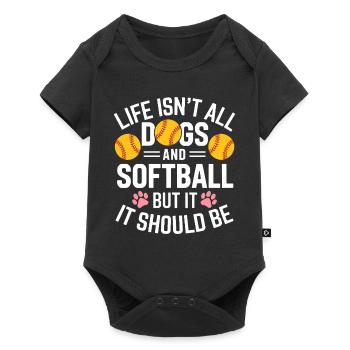 Softball Spruch Hunde Lustiges Softball Geschenk - Baby Premium Kurzarmbody - Schwarz - Vorne