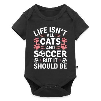 Football Dire Chat Drôle Footballeur Cadeau - Body à manches courtes Premium Bébé - noir - Devant