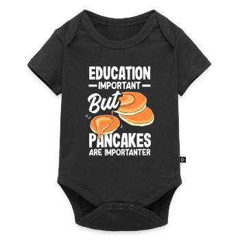 Education important but pancakes important - Baby Premium short-sleeve bodysuit - black - Front