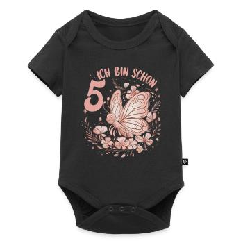 5th Birthday Butterfly Children's Birthday Party - Baby Premium short-sleeve bodysuit - black - Front