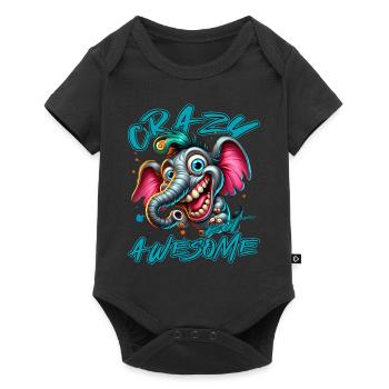 Style de bande dessinée d’éléphant fou mais génial - Body à manches courtes Premium Bébé - noir - Devant