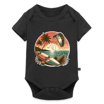 Kitesurfen Kitesurfer Kiteboard - Baby Premium Kurzarmbody - Schwarz - Vorne