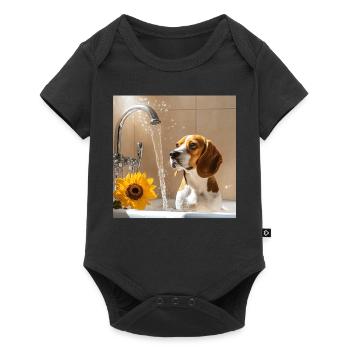 Beagle - Baby Premium Kurzarmbody - Schwarz - Vorne