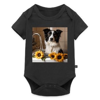 Border Collie - Baby Premium Kurzarmbody - Schwarz - Vorne
