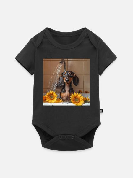 Dackel - Baby Premium Kurzarmbody - Schwarz