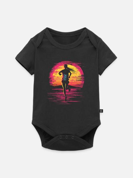 Läufermädchen Retrowave - Baby Premium Kurzarmbody - Schwarz