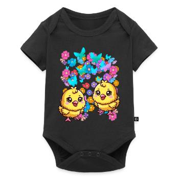 Happy Easter Flowers Chick Child Kids Baby Flower - Baby Premium short-sleeve bodysuit - black - Front