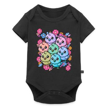 80s 90s Happy Easter Chick Child Kids Baby - Baby Premium short-sleeve bodysuit - black - Front