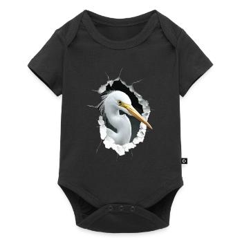 Reiher Vogel - Baby Premium Kurzarmbody - Schwarz - Vorne