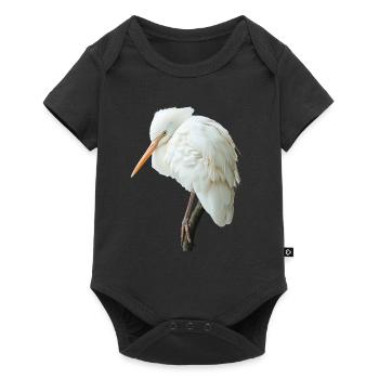 Reiher Vogel - Baby Premium Kurzarmbody - Schwarz - Vorne