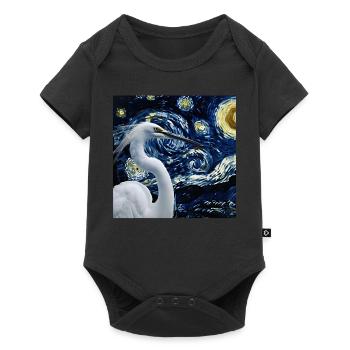 Reiher Vogel - Baby Premium Kurzarmbody - Schwarz - Vorne