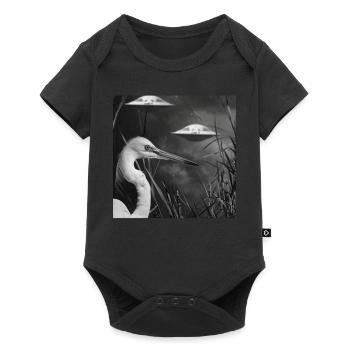 Reiher Vogel - Baby Premium Kurzarmbody - Schwarz - Vorne