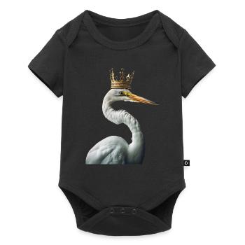 Reiher Vogel - Baby Premium Kurzarmbody - Schwarz - Vorne