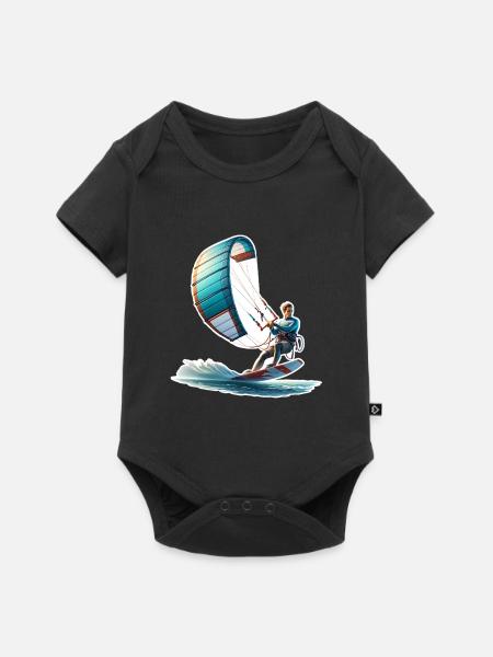Kitesurfen Kitesurfer Kiteboard - Baby Premium Kurzarmbody - Schwarz