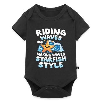 Riding Waves And Making Waves Starfish Style - Baby Premium Kurzarmbody - Schwarz - Vorne