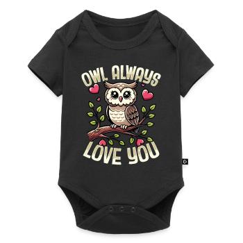 hibou t’aime toujours doux jeu de mots romantique - Body à manches courtes Premium Bébé - noir - Devant