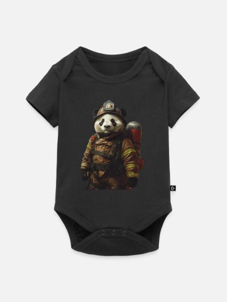 Panda - Baby Premium Kurzarmbody - Schwarz