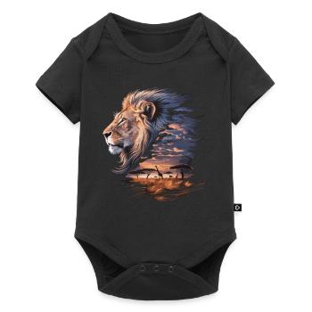 Roi de la savane – Art épique du lion - Body à manches courtes Premium Bébé - noir - Devant