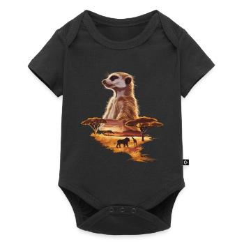 Suricates dans la savane – Faune africaine - Body à manches courtes Premium Bébé - noir - Devant