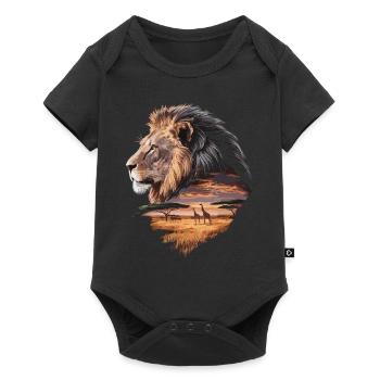 Lion majestueux – Roi de la savane - Body à manches courtes Premium Bébé - noir - Devant