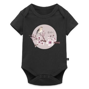 Serene Sakura Bird with Japanese - Baby Premium short-sleeve bodysuit - black - Front