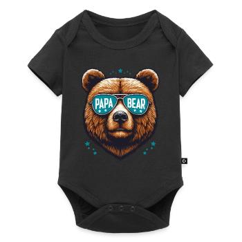 Papa Ours Père Fête des Pères Naissance Famille Drôle - Body à manches courtes Premium Bébé - noir - Devant