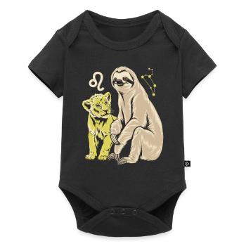 Leo Zodiac Sloth Adventure with Leo - Baby Premium short-sleeve bodysuit - black - Front