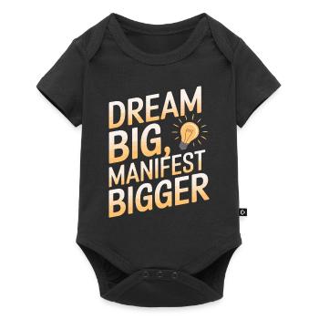 Rêver grand, manifester plus grand Dicton - Body à manches courtes Premium Bébé - noir - Devant