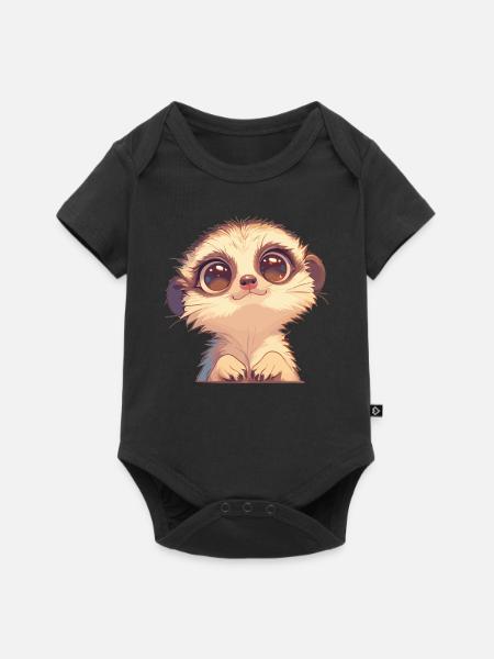 Meerkat Erdmännchen - Baby Premium Kurzarmbody - Schwarz