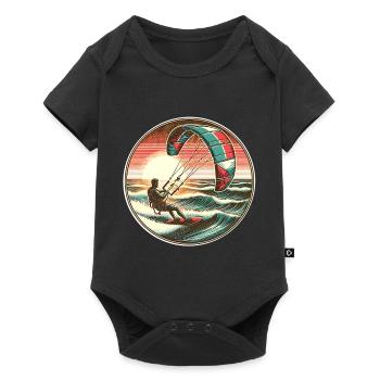 Kitesurfen Kitesurfer Kiteboard - Baby Premium Kurzarmbody - Schwarz - Vorne