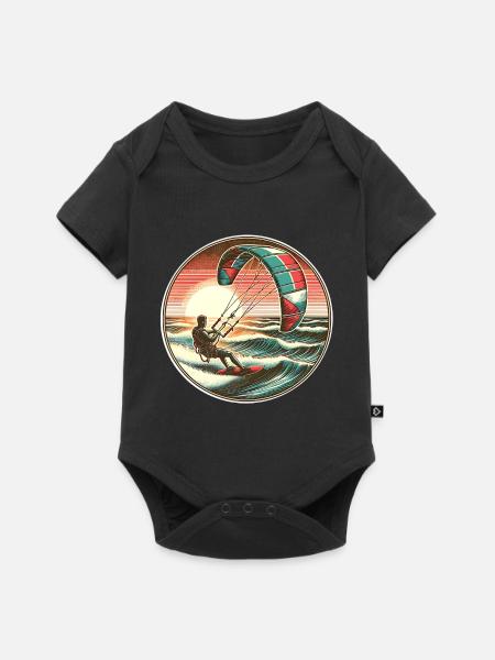 Kitesurfen Kitesurfer Kiteboard - Baby Premium Kurzarmbody - Schwarz