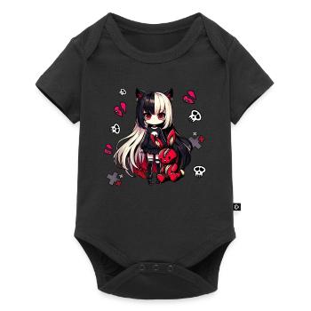 Chibi Kawaii Emo Pastel Goth Girl Anime - Baby Premium short-sleeve bodysuit - black - Front