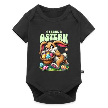 Happy Easter funny bunny with eggs - Baby Premium short-sleeve bodysuit - black - Front