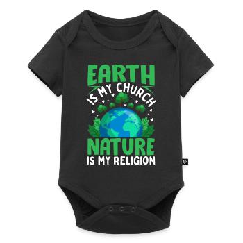 La Terre est mon église, la nature est ma religion - Body à manches courtes Premium Bébé - noir - Devant