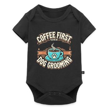 Erst Kaffee, dann Hundepflege - Baby Premium Kurzarmbody - Schwarz - Vorne