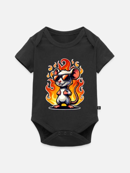 Maus Flamme - Baby Premium Kurzarmbody - Schwarz