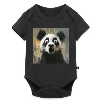 Panda - Baby Premium Kurzarmbody - Schwarz - Vorne