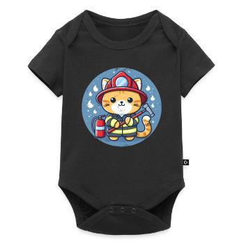 Firefighter Cat - Baby Premium short-sleeve bodysuit - black - Front