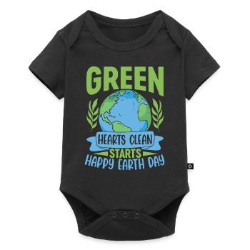 Green Hearts clean commence un joyeux jour de la terre - Body à manches courtes Premium Bébé - noir - Devant