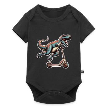 Tretroller E-Scooter E-Roller T Rex Dino Scooter - Baby Premium Kurzarmbody - Schwarz - Vorne