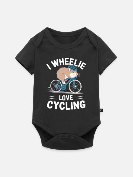 I Wheelie Love Cycling Hamster Motiv - Baby Premium Kurzarmbody - Schwarz