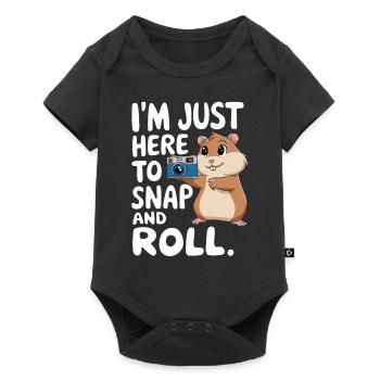 Lustiger Hamster Fotografie Spruch - Baby Premium Kurzarmbody - Schwarz - Vorne