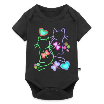 Chats, Chat, Pâques, Printemps, Rétro, Années 80, Années 90, Enfant - Body à manches courtes Premium Bébé - noir - Devant