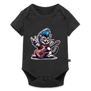 Cat Rock and Roll Guitarist - Baby Premium short-sleeve bodysuit - black - Front