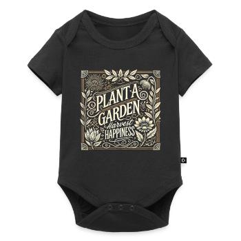Pflanzen Sie einen Garten Ernten Sie das Glück - Baby Premium Kurzarmbody - Schwarz - Vorne