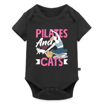 Pilates et chats pour se détendre - Body à manches courtes Premium Bébé - noir - Devant