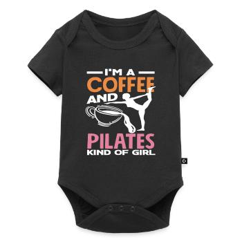 Amoureuse de Pilates et de café - Body à manches courtes Premium Bébé - noir - Devant